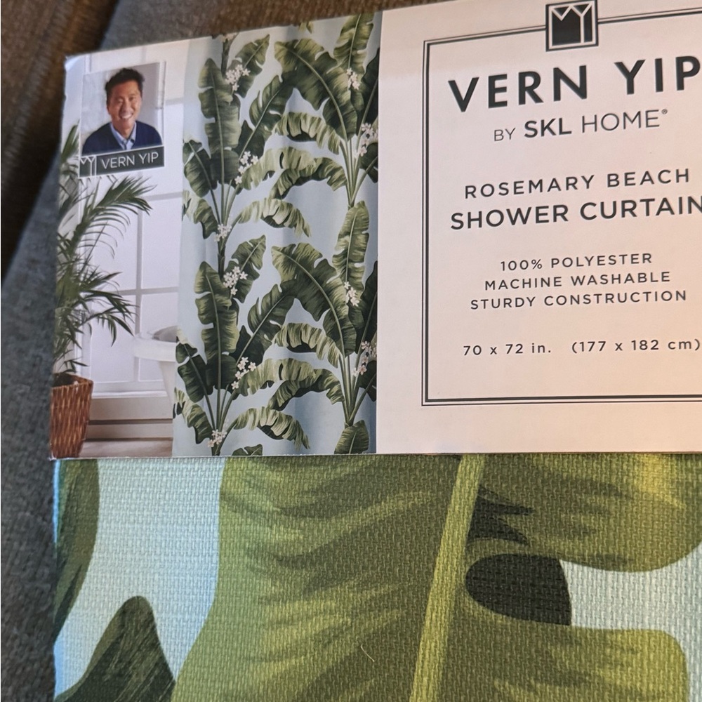 2 Count Vern Yip SKL Home ROSEMARY BEACH Shower Curtain 70x72 palm floral leaves - Picture 2 of 6